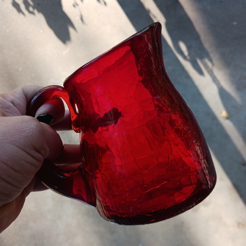 Vintage Mid Century Small Red Blenko Pitcher Vase - Picture 5 of 6